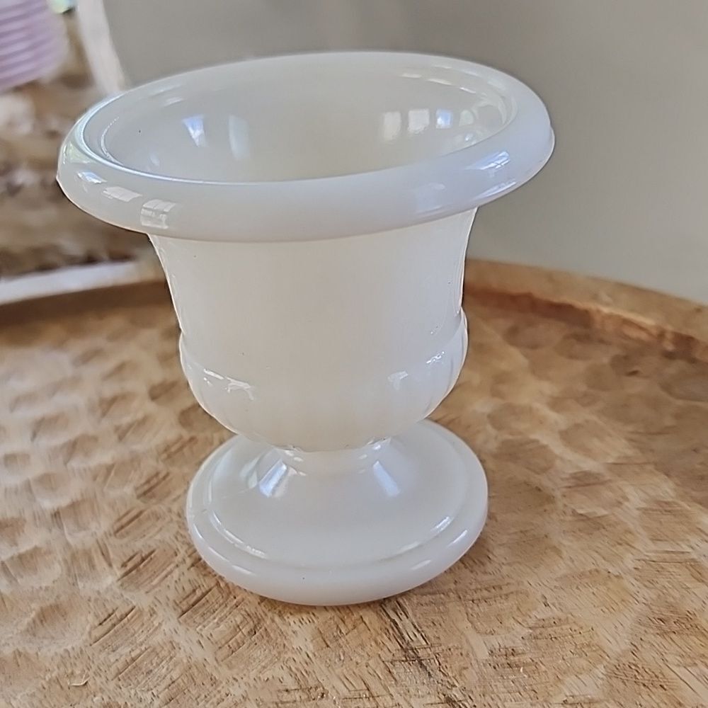 Vintage Milk Glass Akro Agate Mini Urn Shaped Custard Glass Coquette